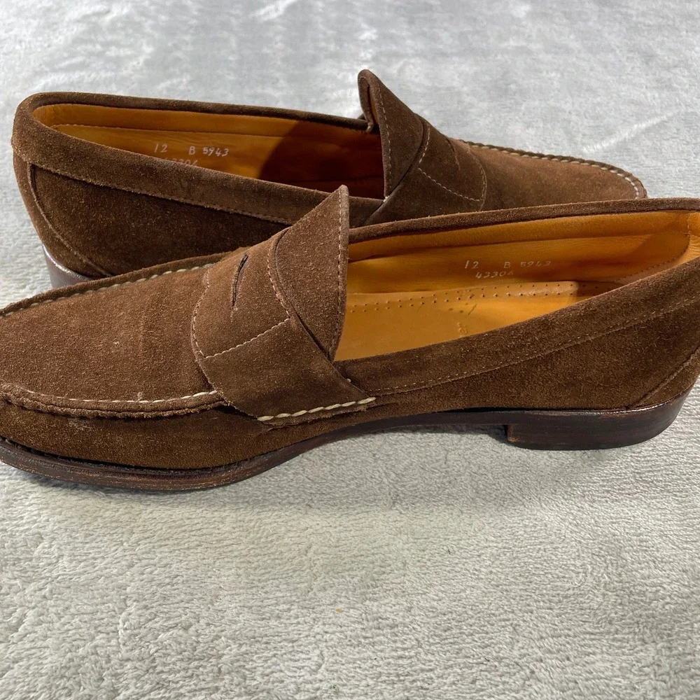 Men's Brown Suede Penny Loafers 12B